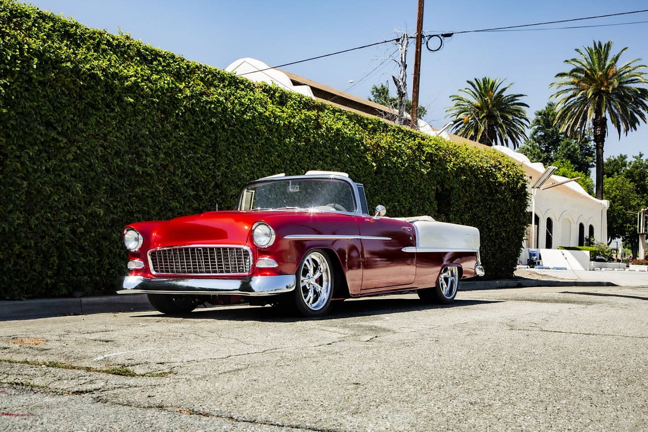 Front view of 1955 Chevrolet Bel Air with wheels