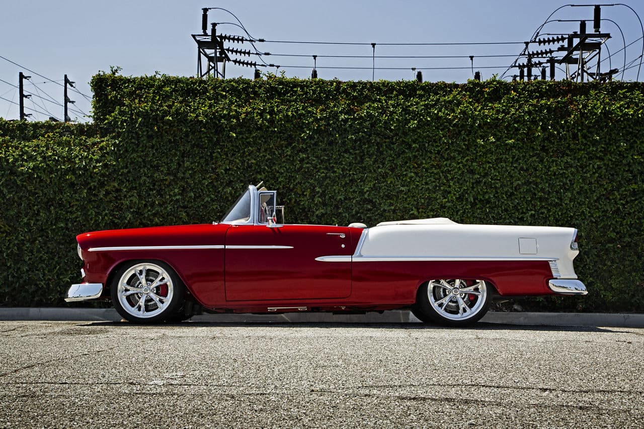 Rear view of 1955 Chevrolet Bel Air with wheels