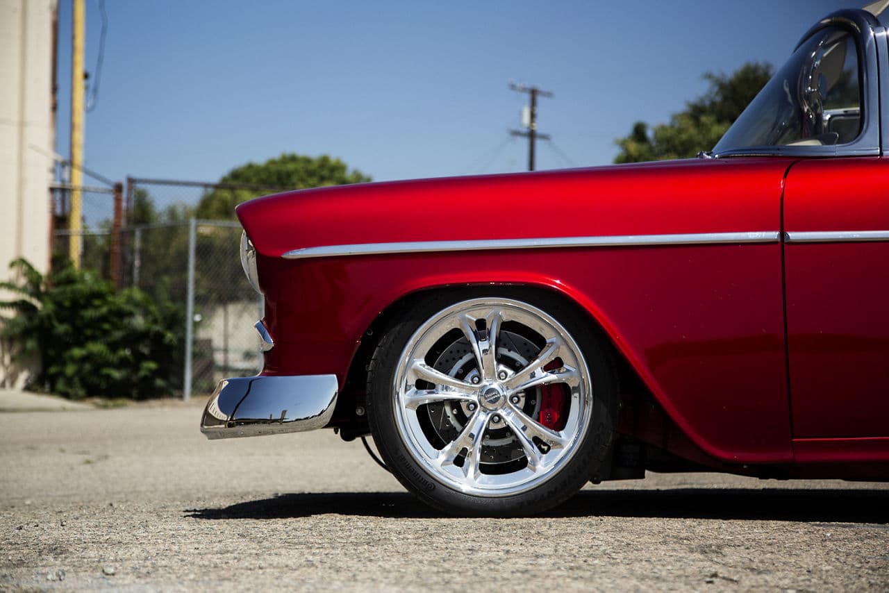 Interior of 1955 Chevrolet Bel Air with wheels