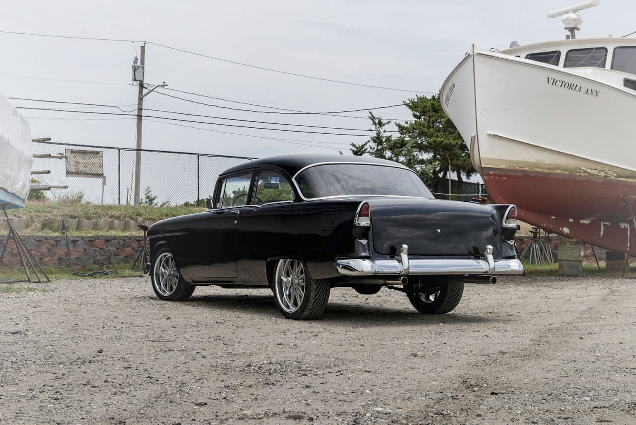 Detail view of 1955 Chevrolet Bel Air with wheels