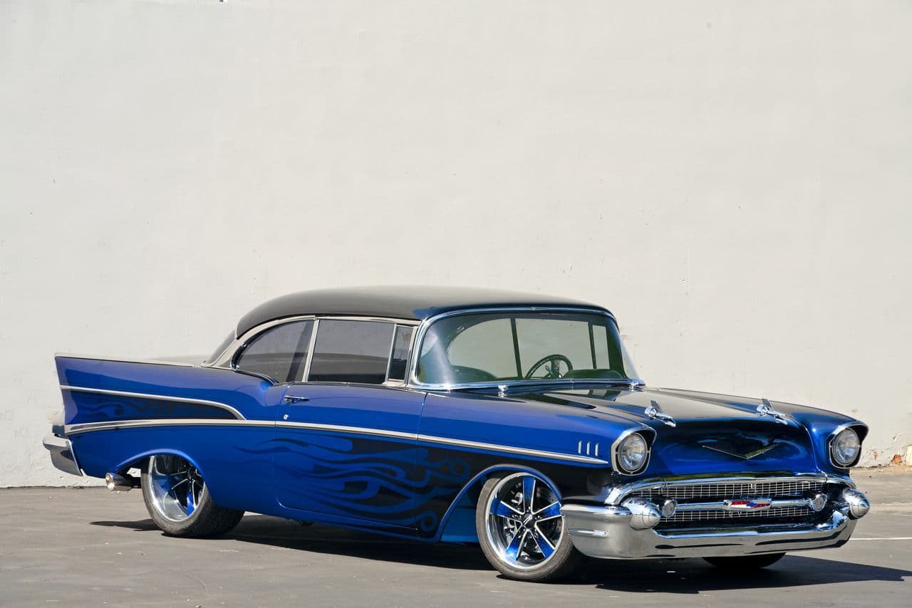 Front view of 1957 Chevrolet Bel Air with wheels