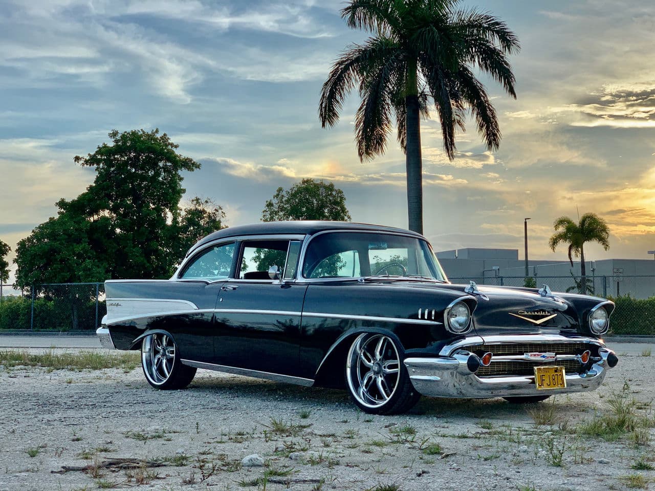 Front view of 1957 Chevrolet Bel Air with wheels
