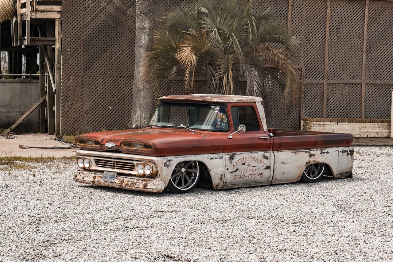 Front view of 1959 Chevrolet C10 with wheels