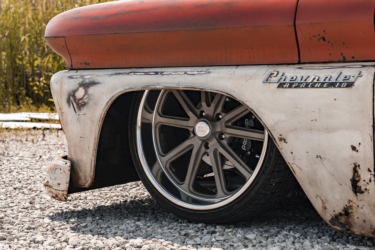 Interior of 1959 Chevrolet C10 with wheels