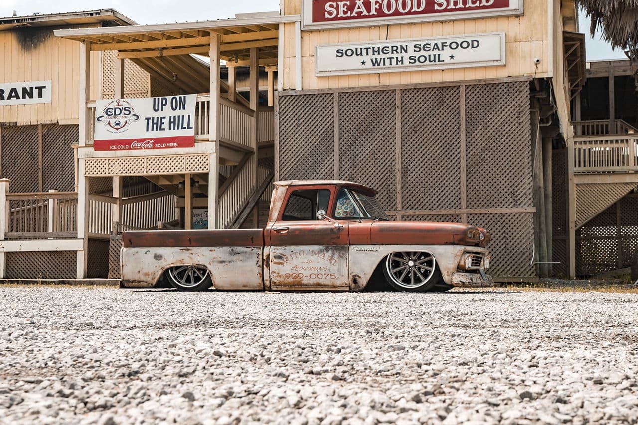 Detail view of 1959 Chevrolet C10 with wheels
