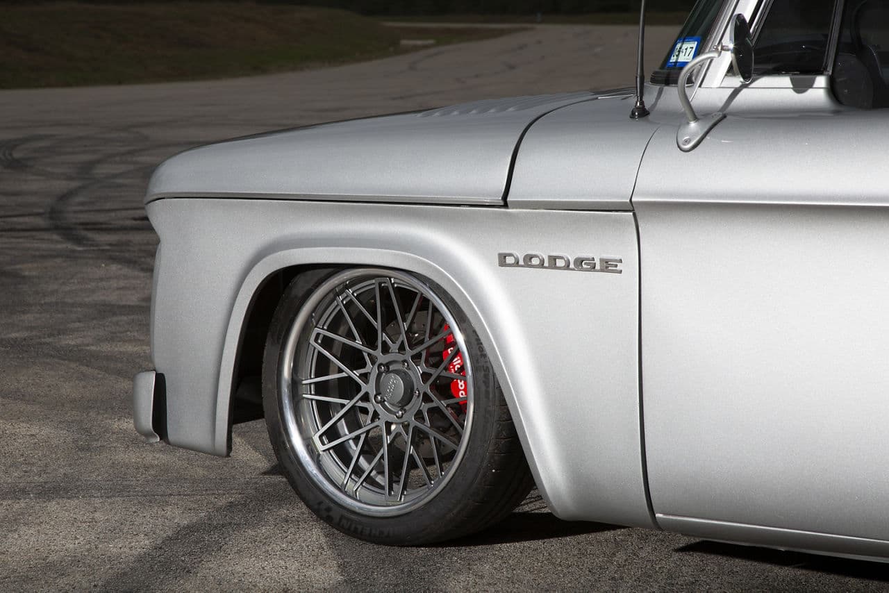 Rear view of 1962 Dodge D100 with wheels