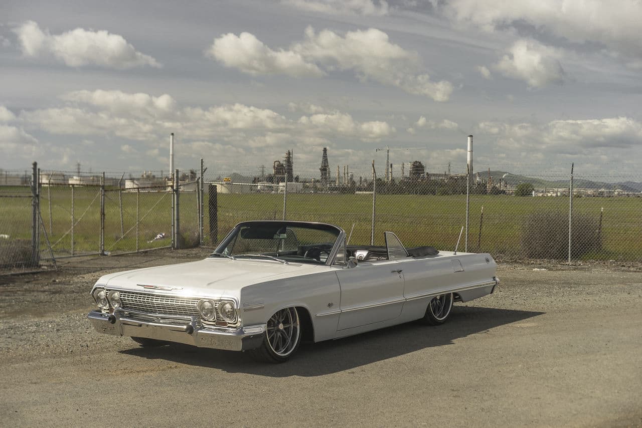 Interior of 1963 Chevrolet Impala with wheels