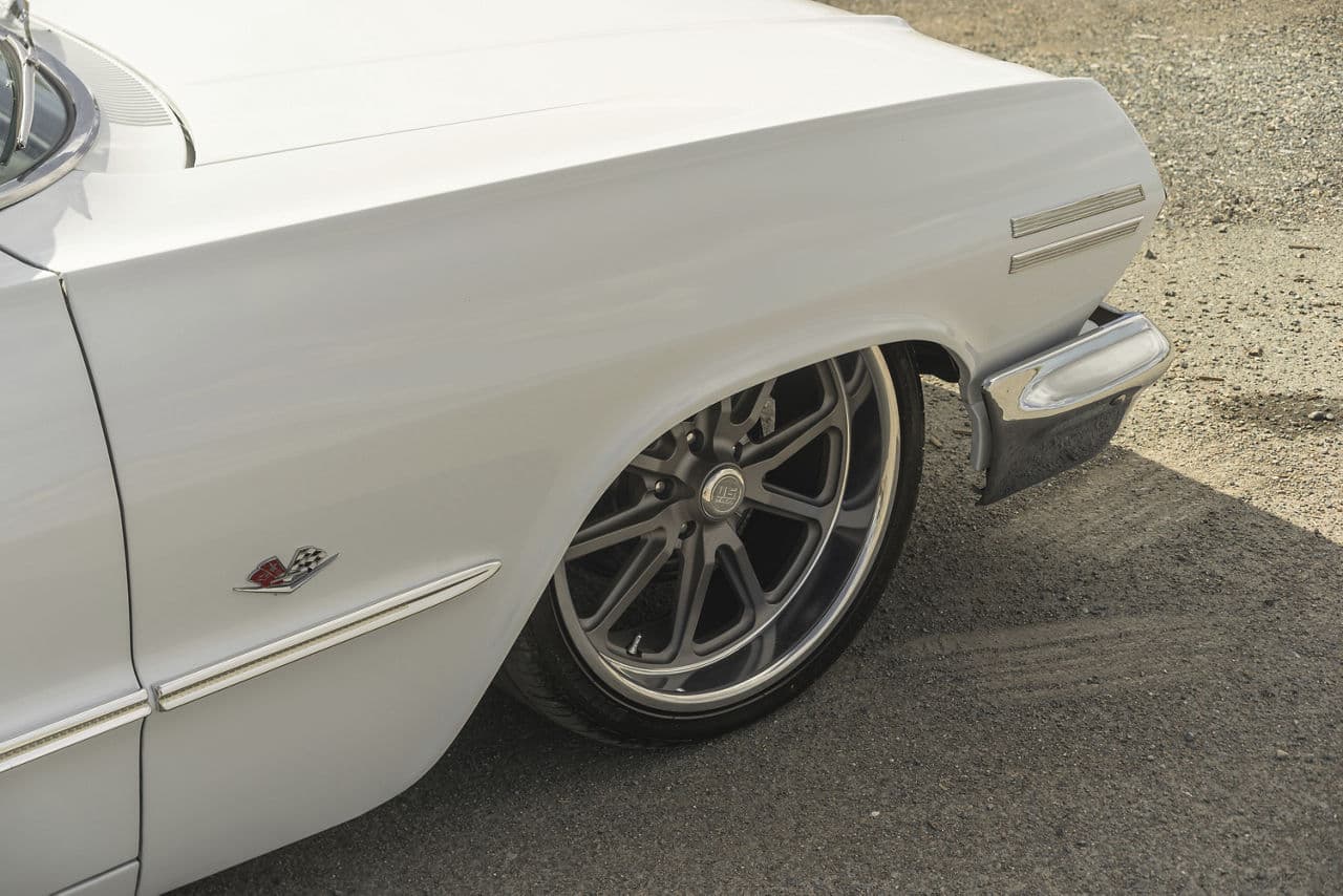 Detail view of 1963 Chevrolet Impala with wheels