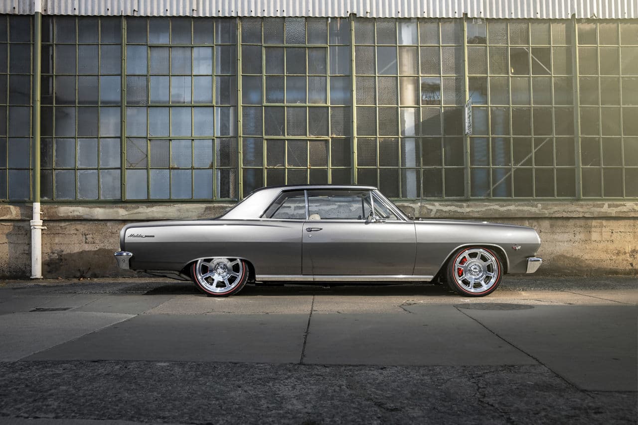Side profile of 1965 Chevrolet Malibu with wheels