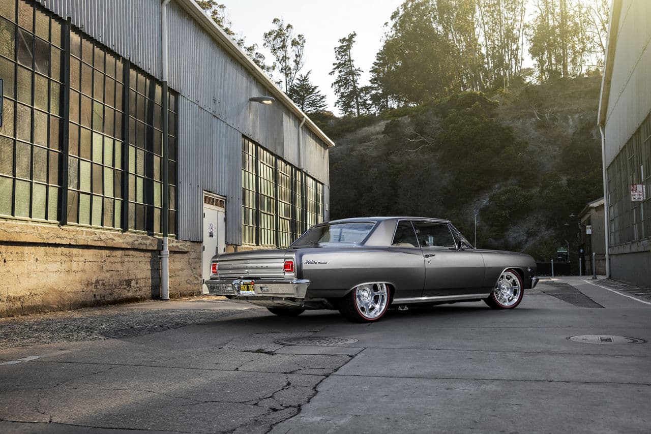 Rear view of 1965 Chevrolet Malibu with wheels