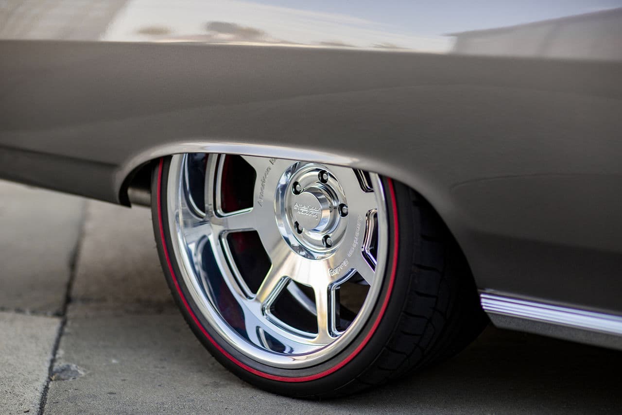 Detail view of 1965 Chevrolet Malibu with wheels