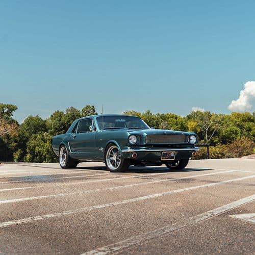 Interior of 1965 Ford Mustang with wheels