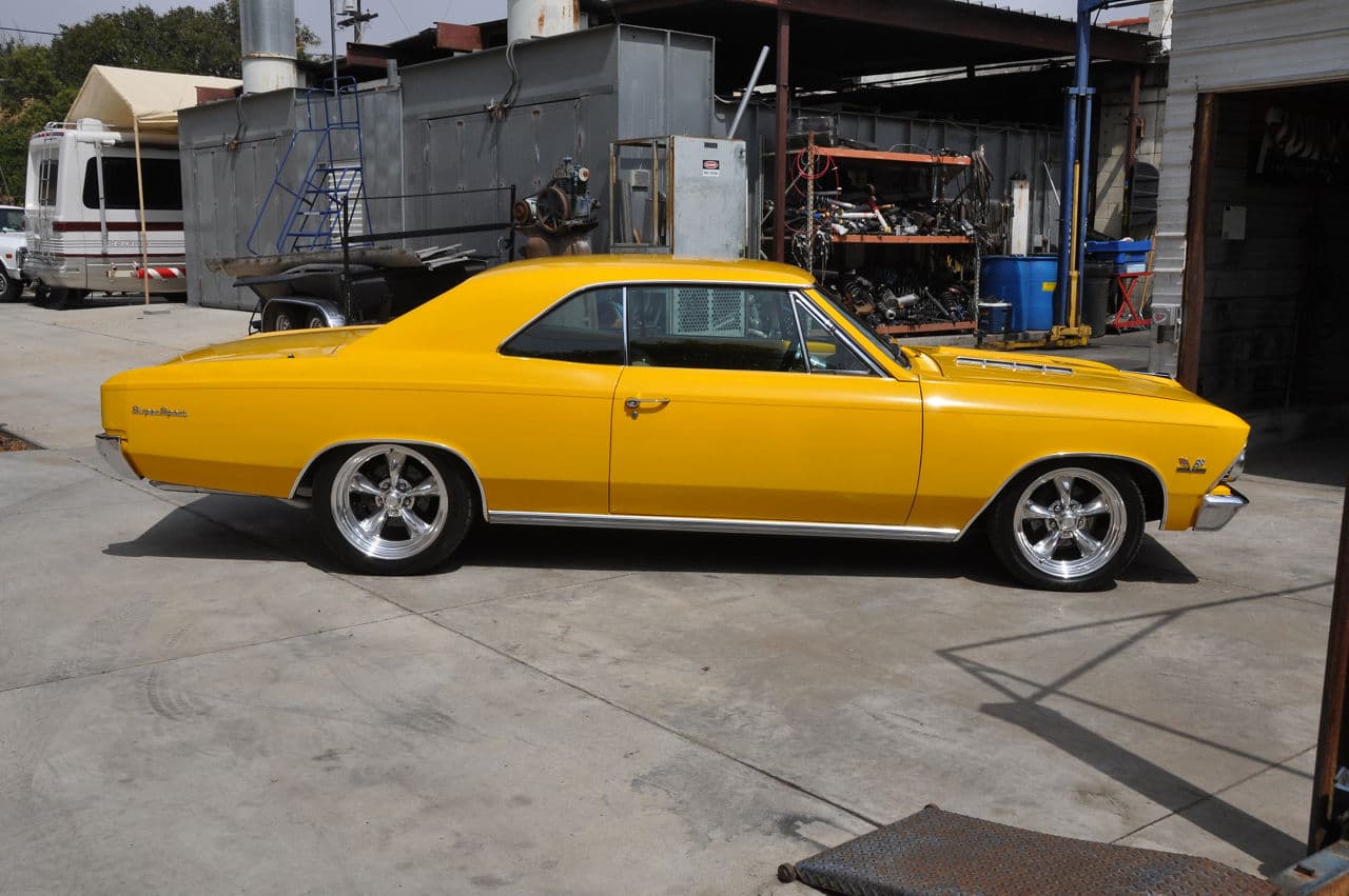 Side profile of 1966 Chevrolet Chevelle with wheels