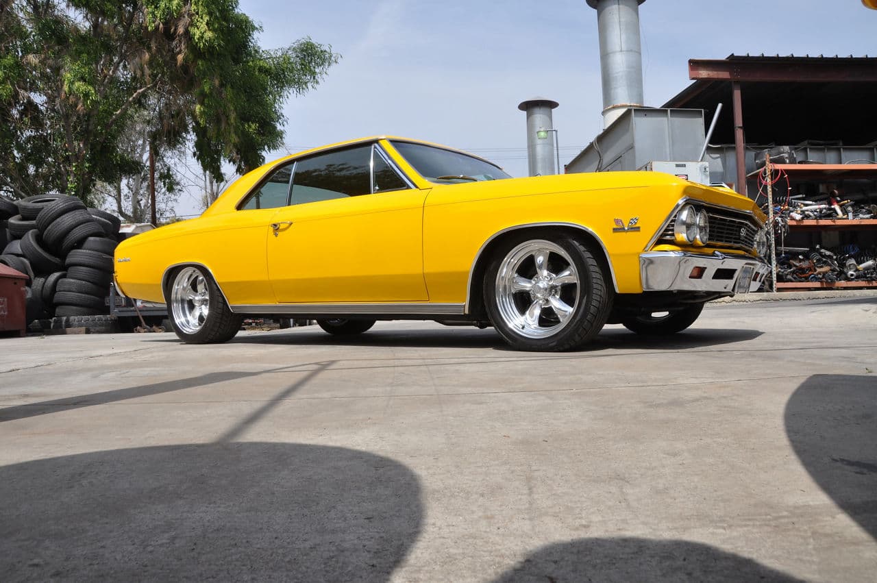 Rear view of 1966 Chevrolet Chevelle with wheels