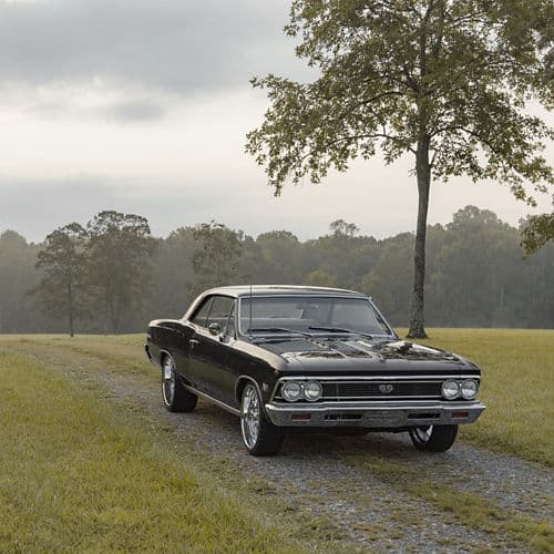 Detail view of 1966 Chevrolet Chevelle with wheels