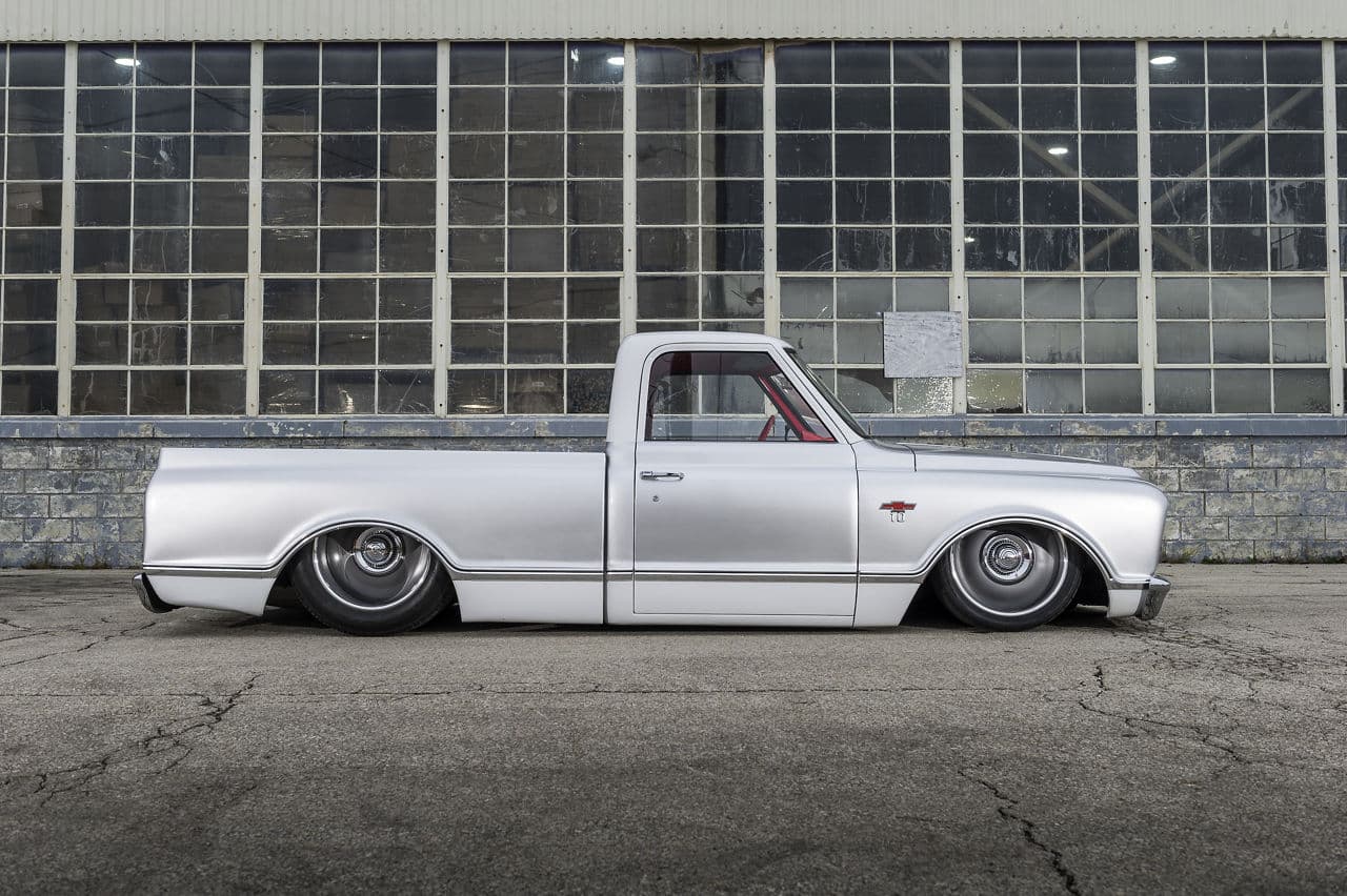 Side profile of 1967 Chevrolet C10 with wheels