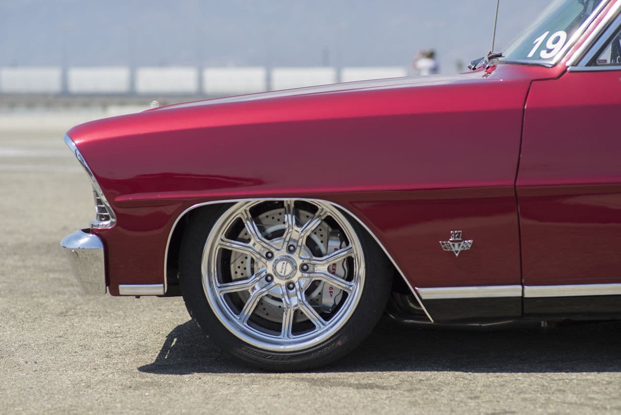 Detail view of 1967 Chevrolet Nova with wheels