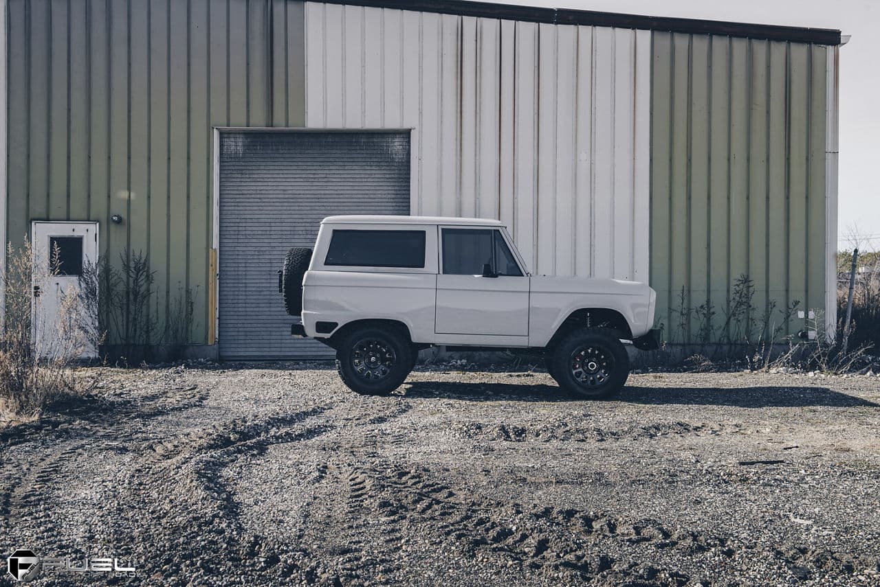 Rear view of 1967 Ford Bronco with wheels