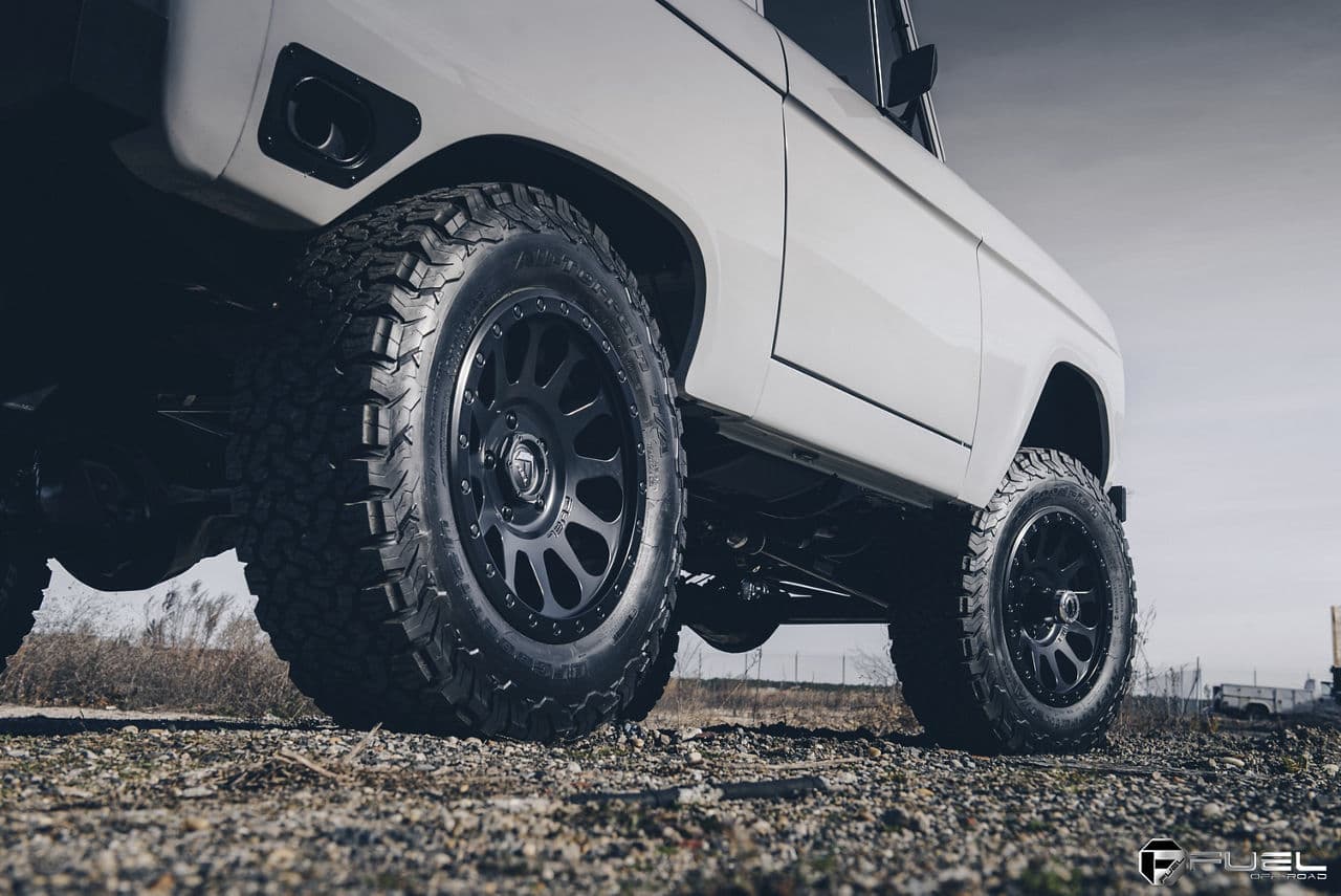 Detail view of 1967 Ford Bronco with wheels