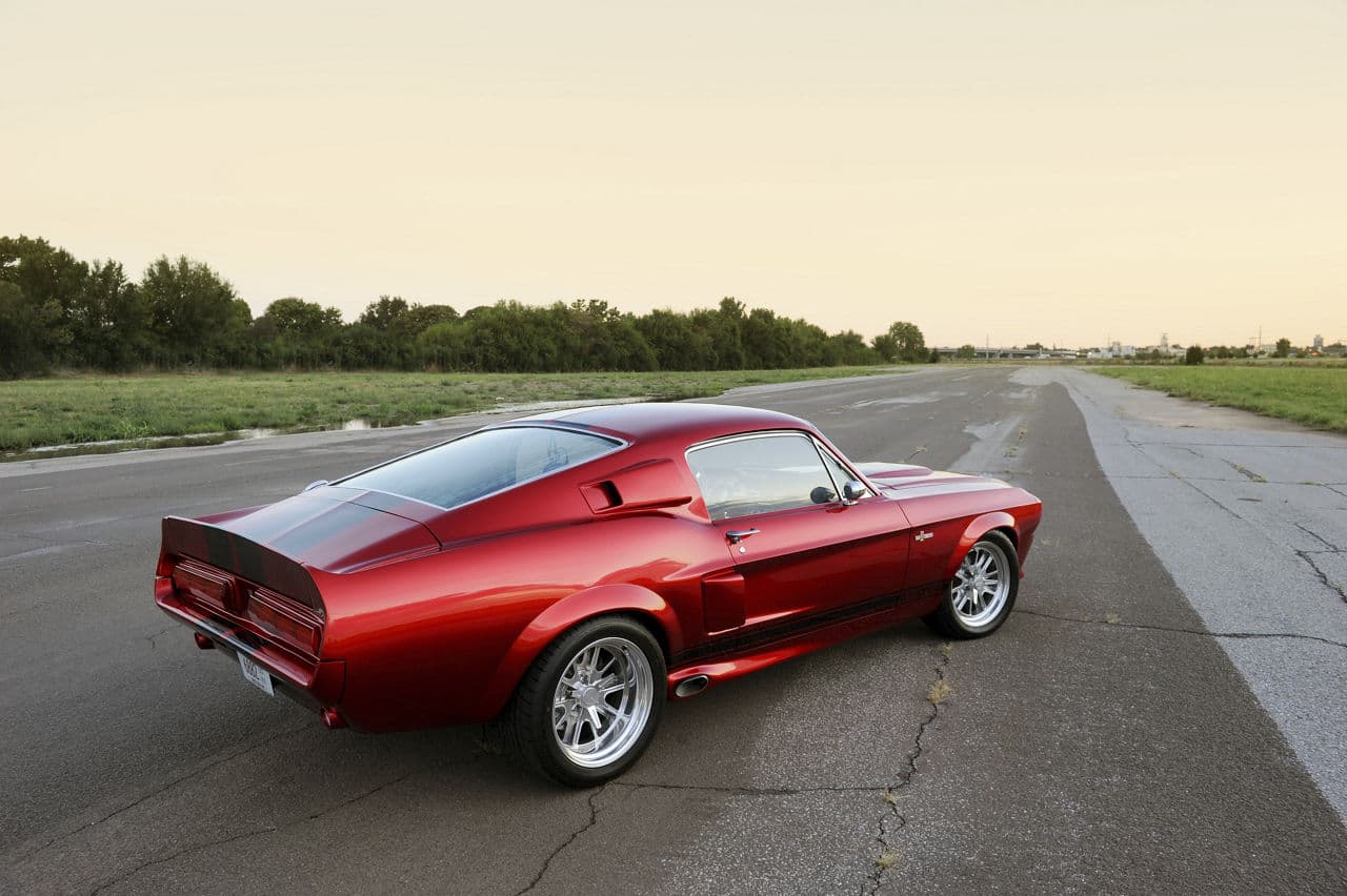 Front view of 1967 Ford Mustang GT500 with vehicle wraps