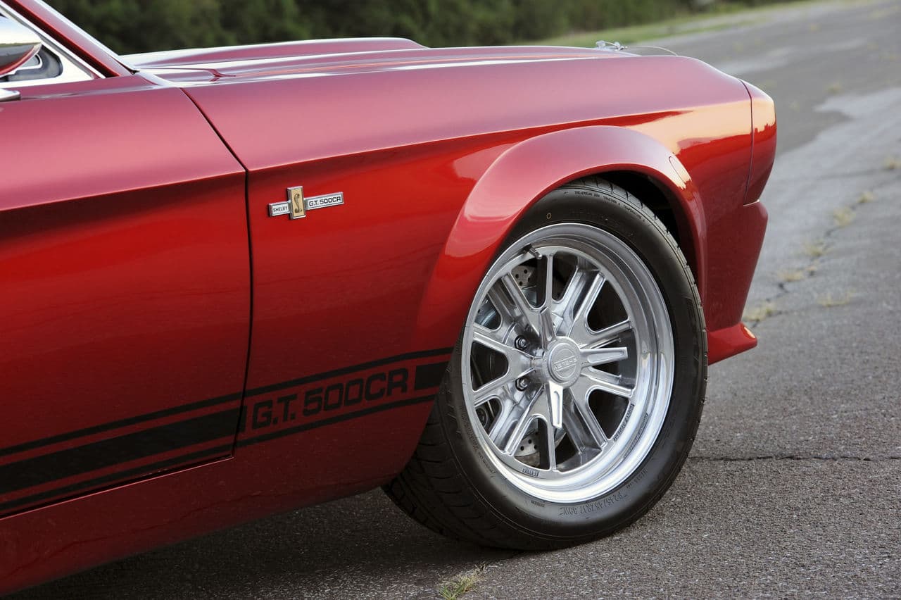 Detail view of 1967 Ford Mustang GT500 with vehicle wraps