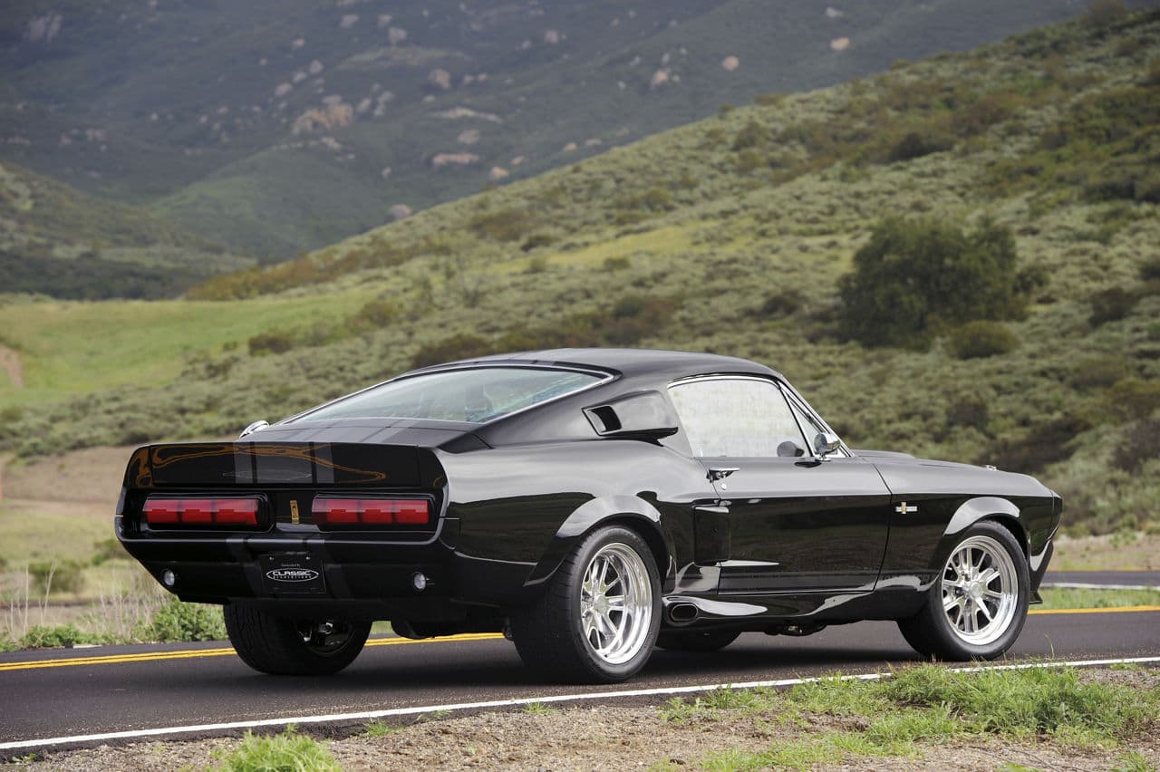 Side profile of 1967 Ford Mustang GT500 with wheels