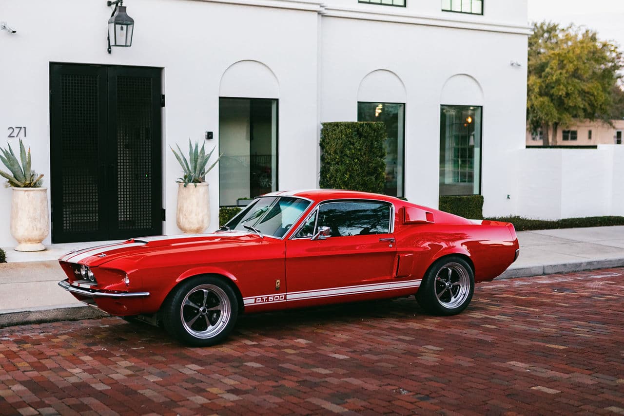 Front view of 1967 Ford Mustang GT500 with wheels