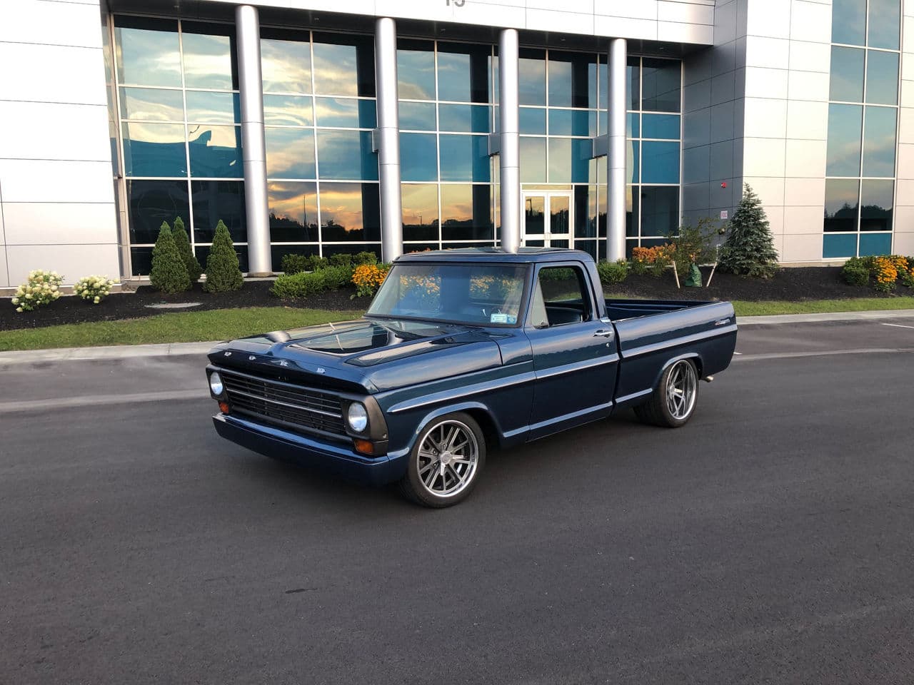 Front view of 1968 Ford F100 with wheels