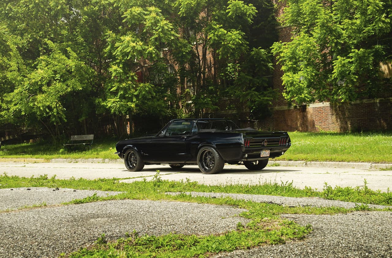 Rear view of 1968 Ford Mustang with wheels