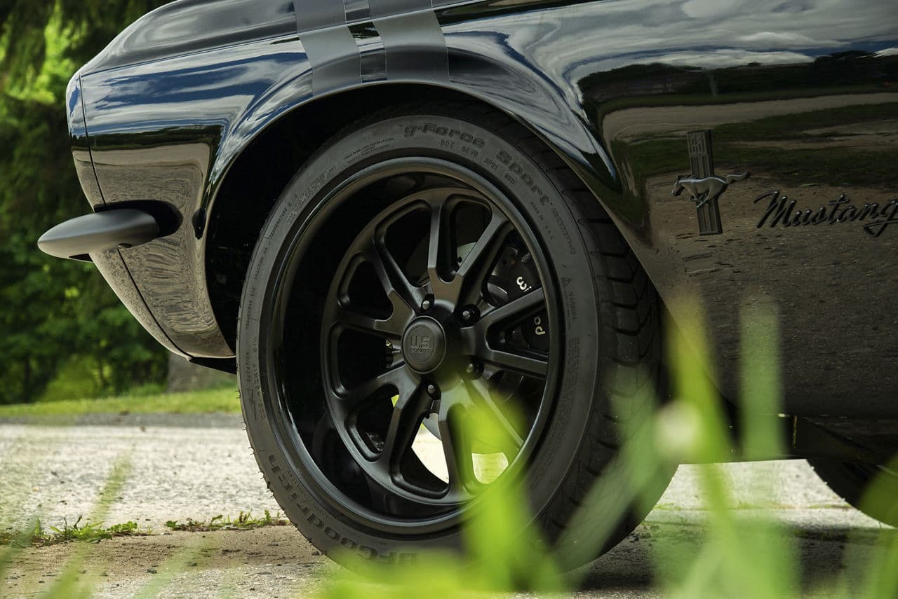 Detail view of 1968 Ford Mustang with wheels