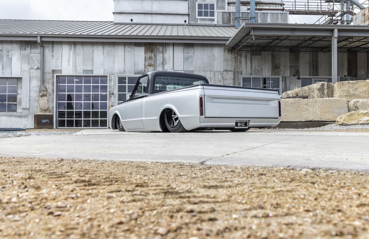 Side profile of 1968 GMC C10 with wheels