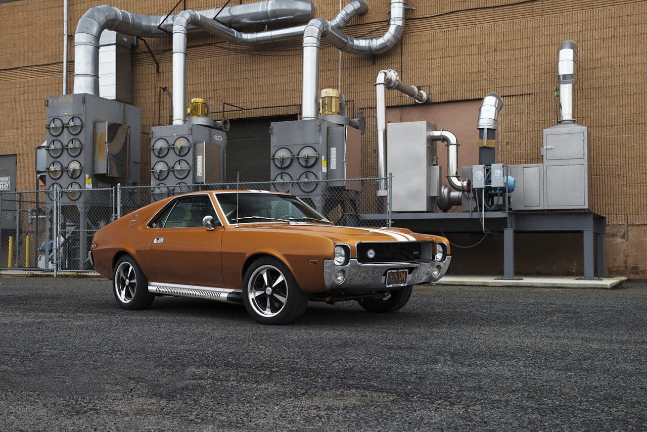 Front view of 1969 AMC AMX with wheels