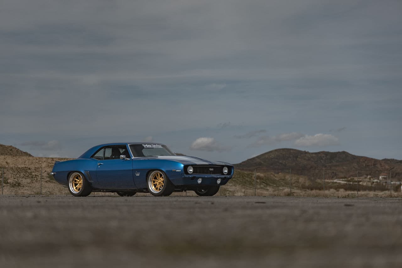 Front view of 1969 Chevrolet Camaro with vehicle wraps