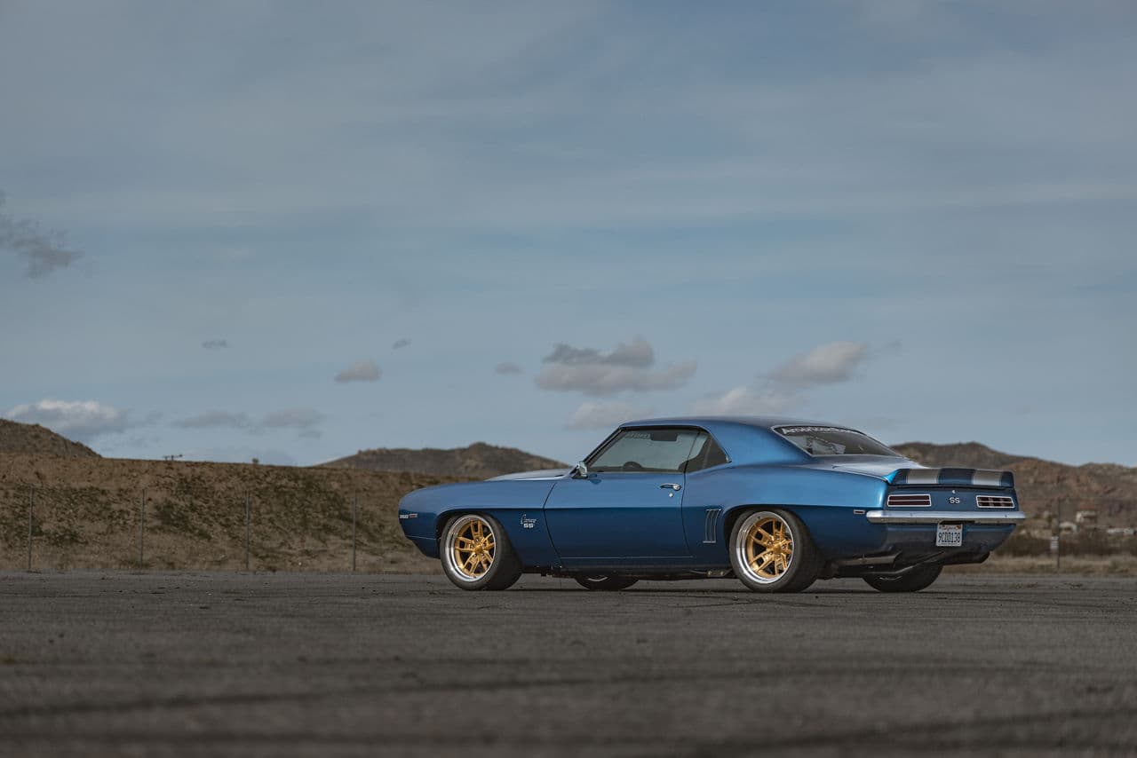 Detail view of 1969 Chevrolet Camaro with vehicle wraps