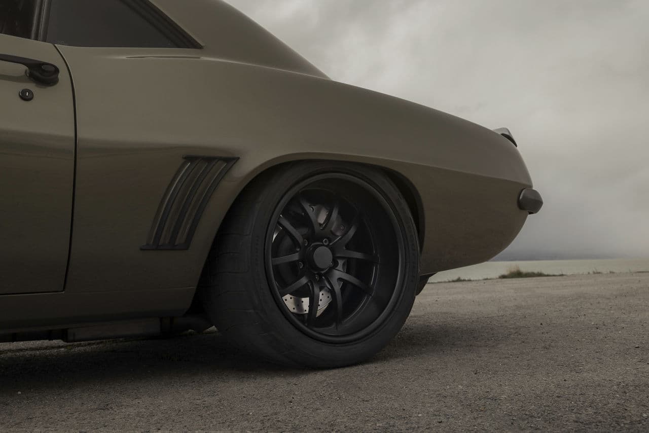 Side profile of 1969 Chevrolet Camaro with wheels