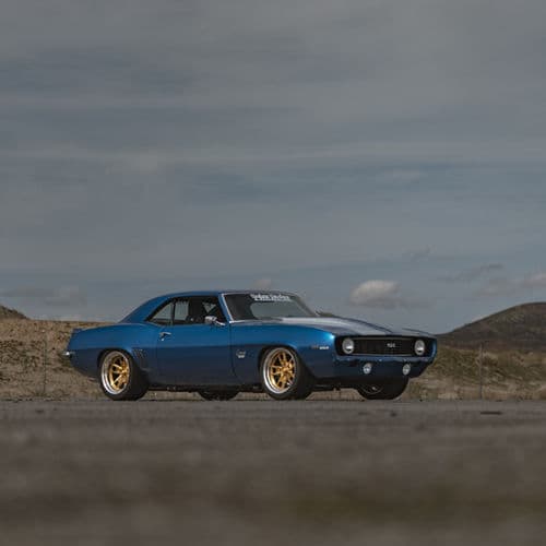 Detail view of 1969 Chevrolet Camaro with wheels