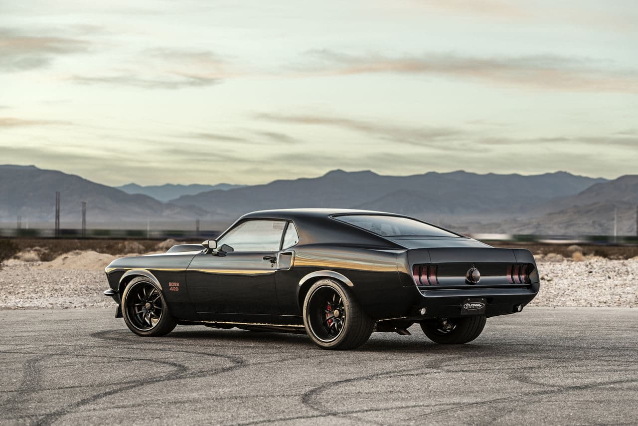 Side profile of 1969 Ford Mustang Boss 429 with wheels
