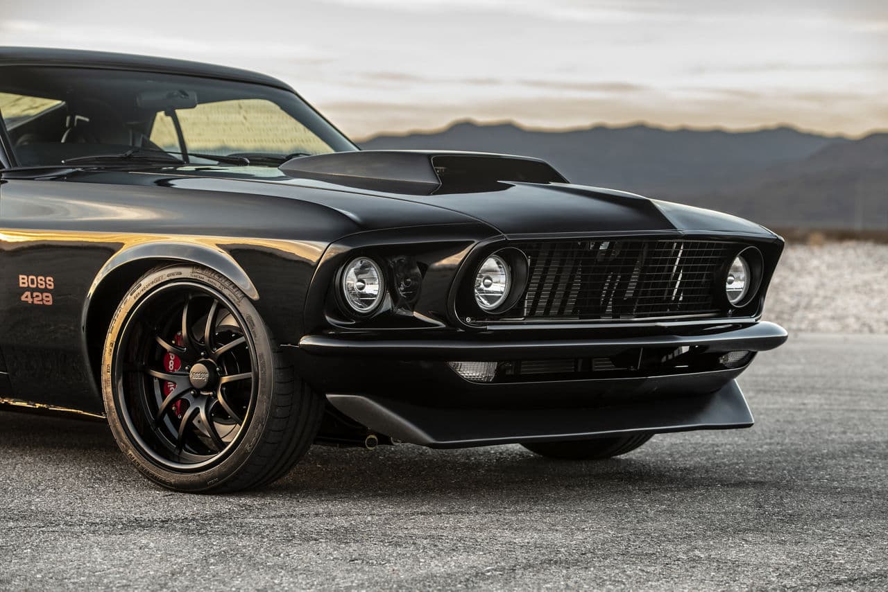 Rear view of 1969 Ford Mustang Boss 429 with wheels