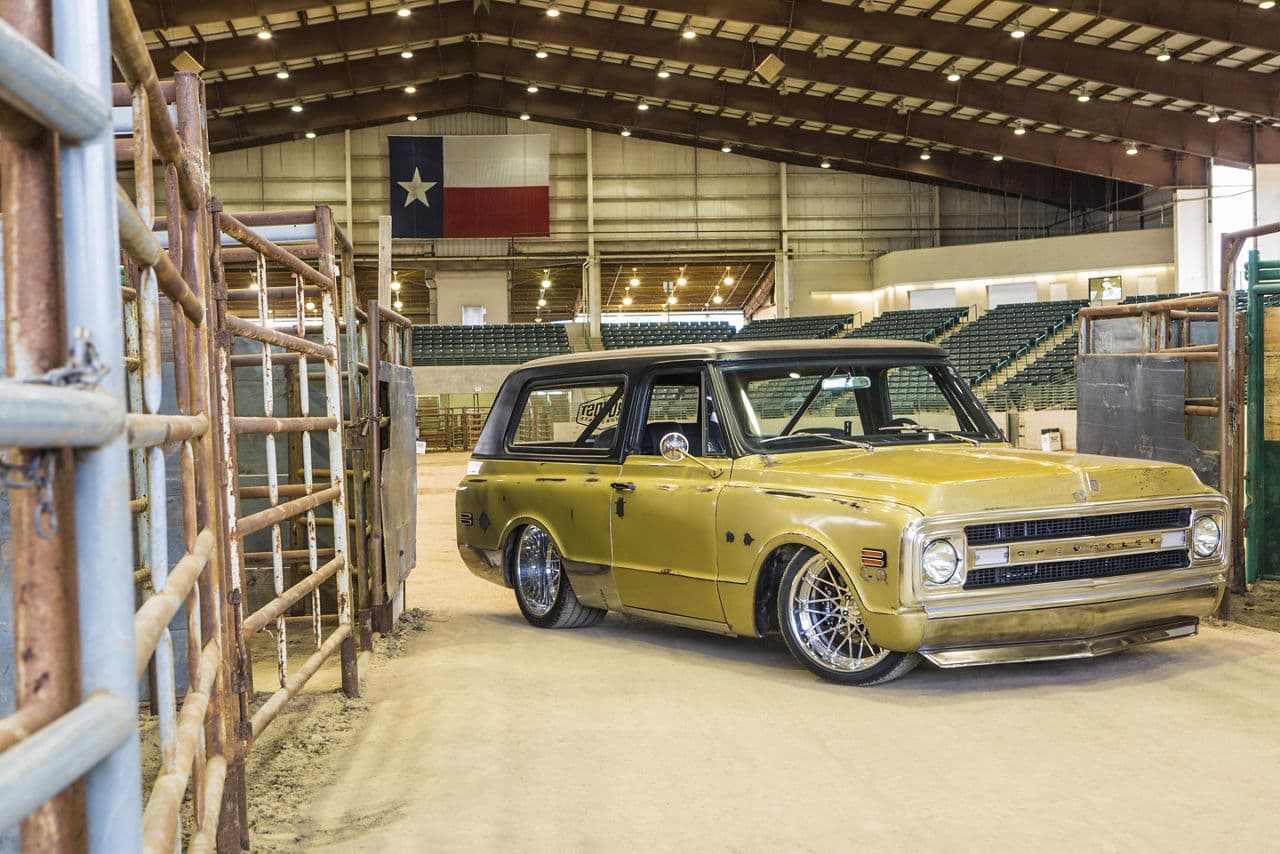 Interior of 1970 Chevrolet Blazer with wheels