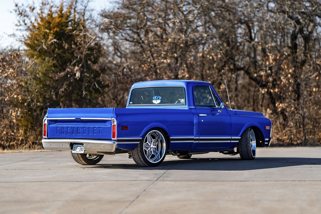 Side profile of 1970 Chevrolet C10 with wheels