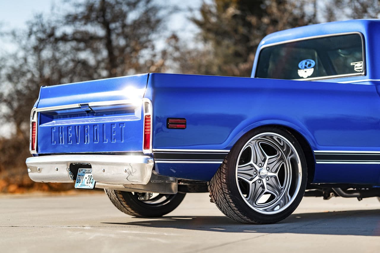 Rear view of 1970 Chevrolet C10 with wheels