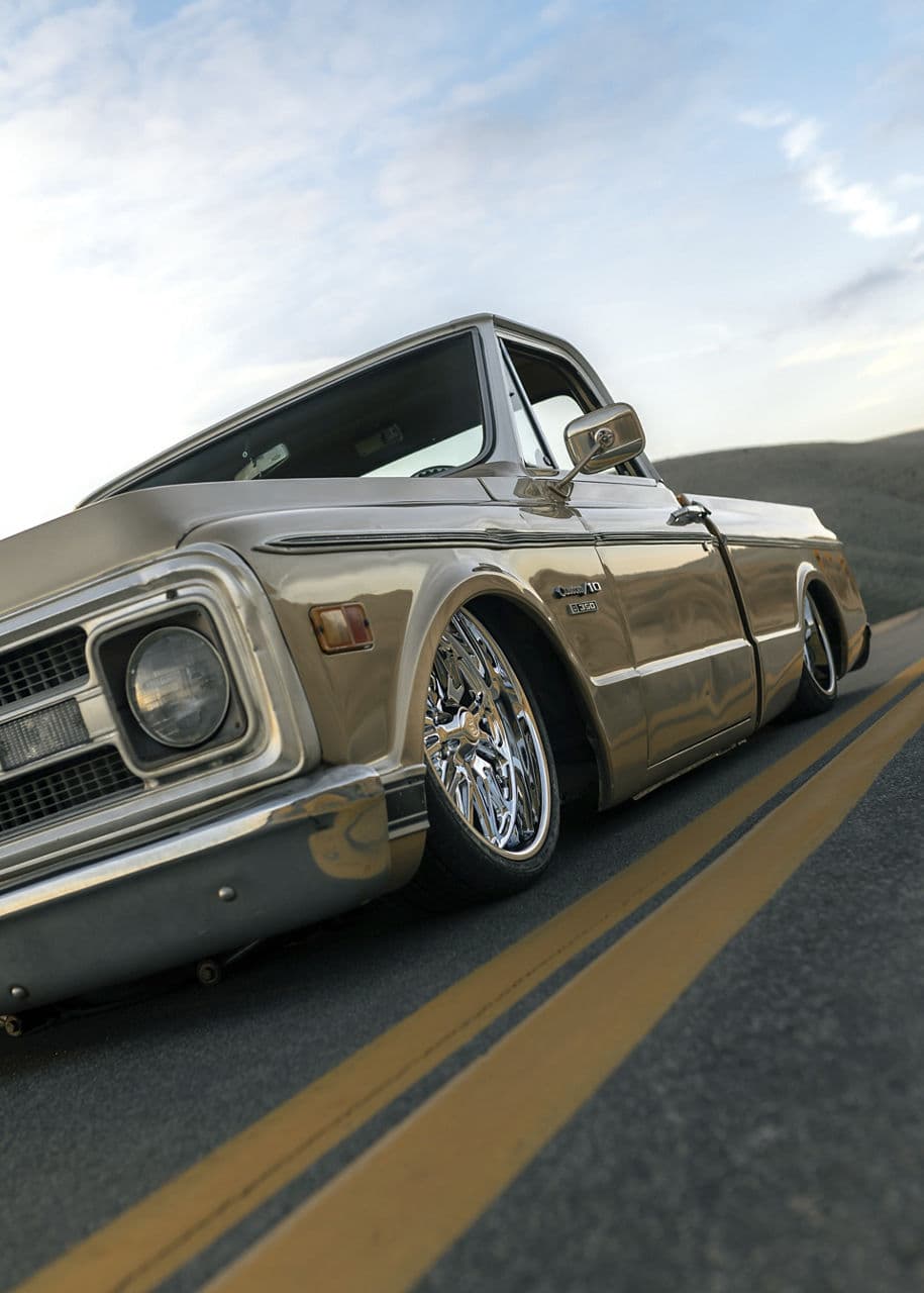 Interior of 1970 Chevrolet C10 with wheels