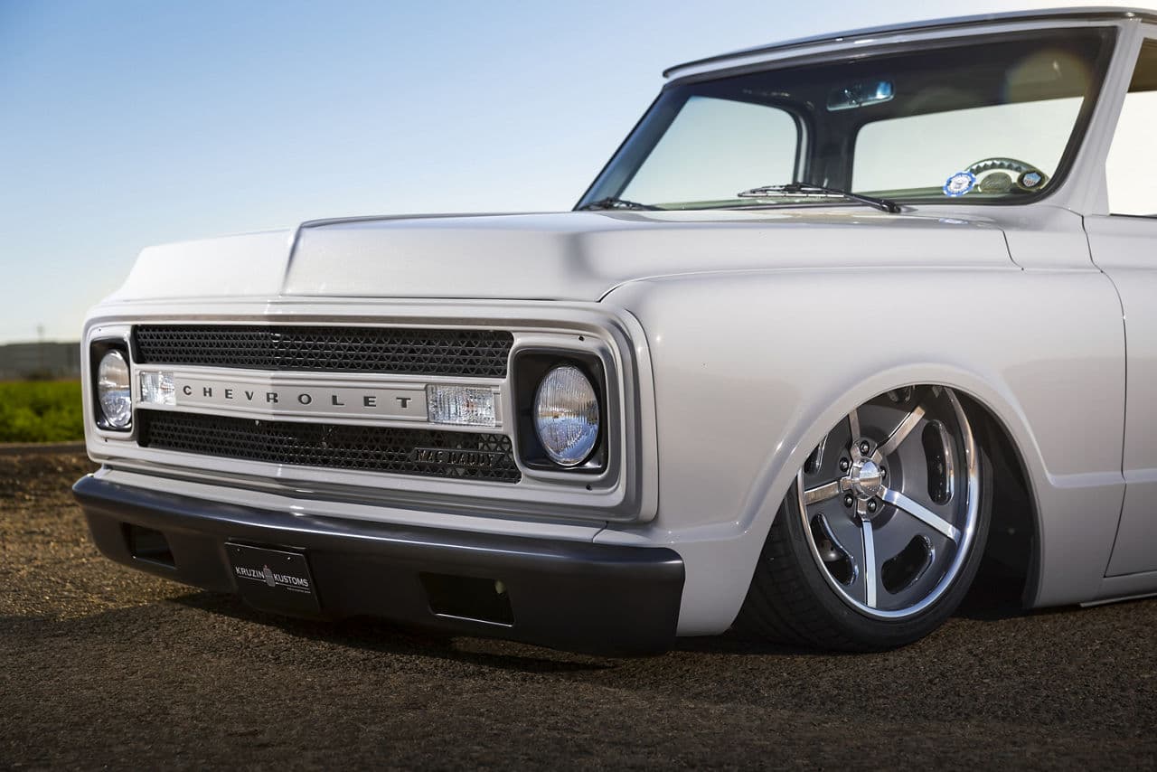 Side profile of 1970 Chevrolet C10 with wheels