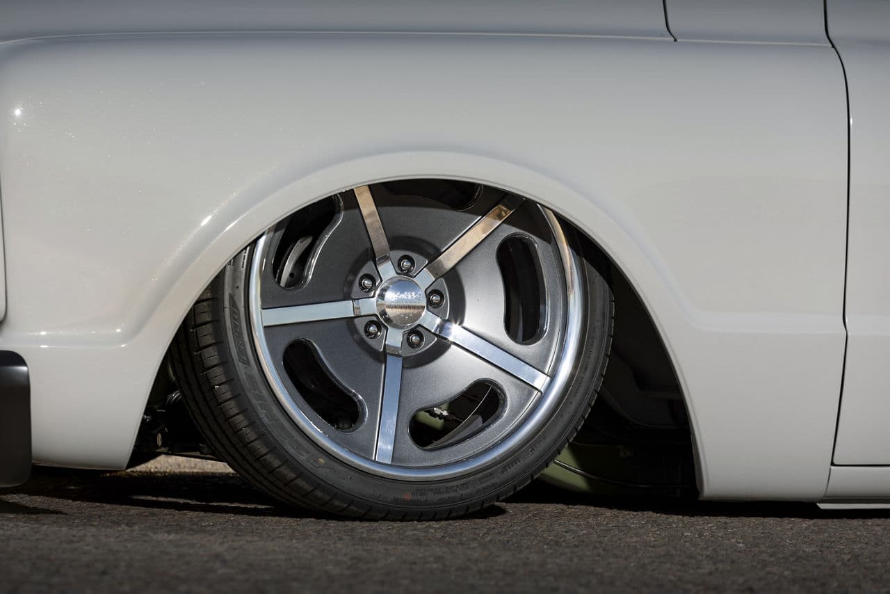 Rear view of 1970 Chevrolet C10 with wheels
