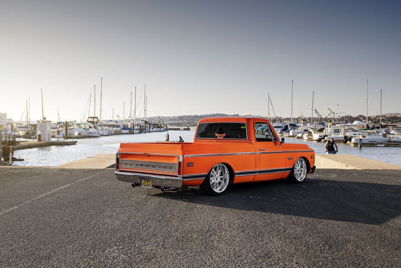 Side profile of 1970 Chevrolet C10 with wheels