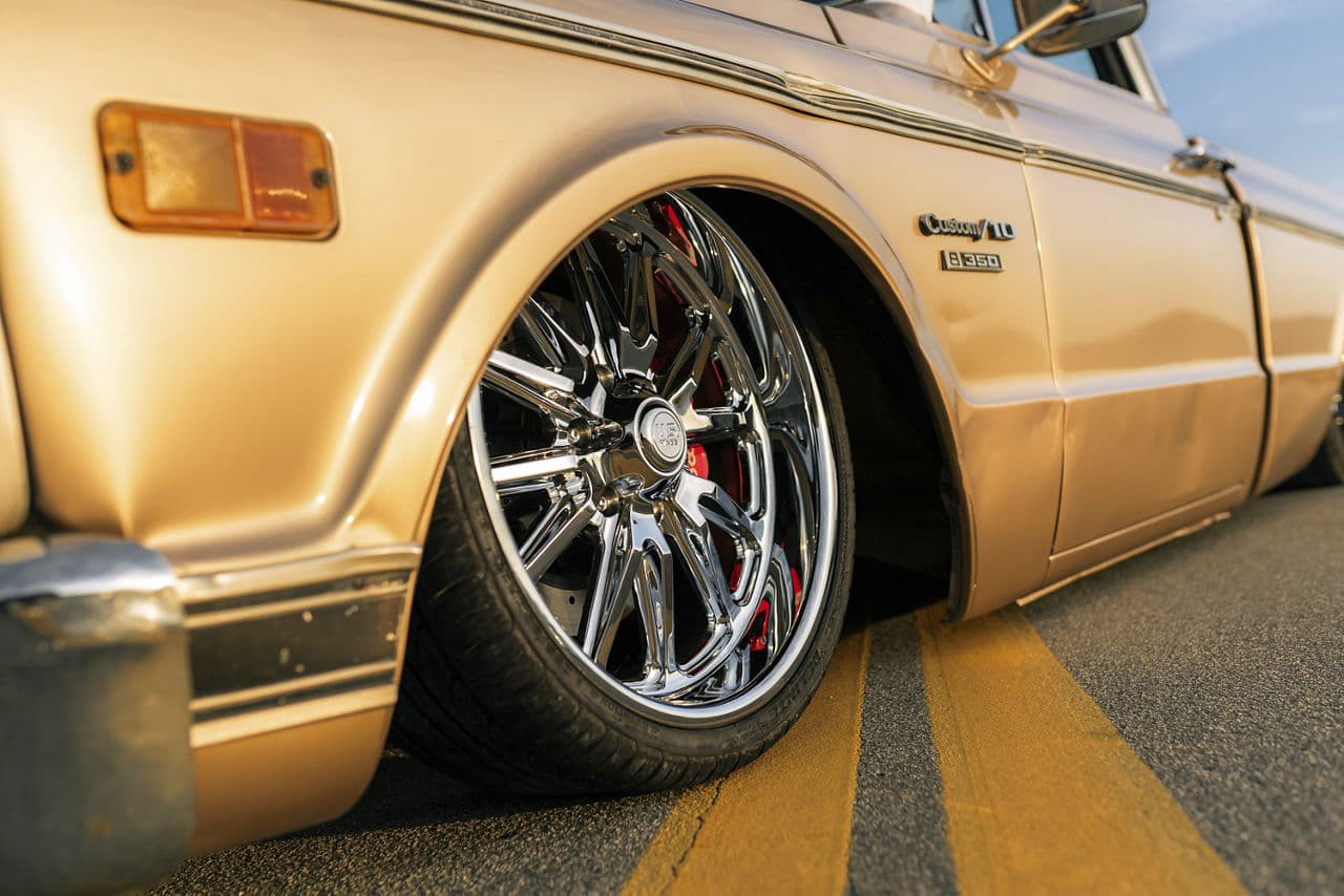 Rear view of 1970 Chevrolet C10 with wheels