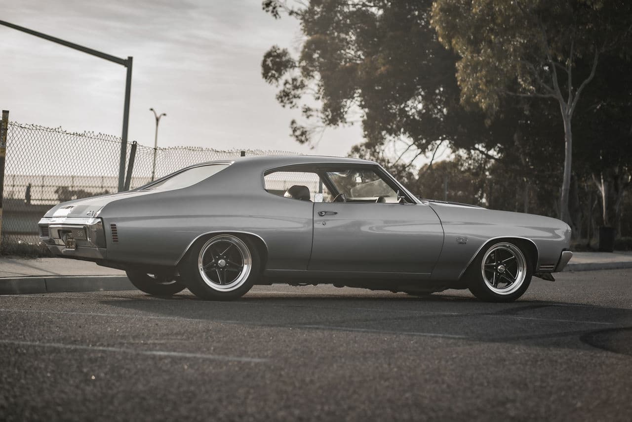Detail view of 1970 Chevrolet Chevelle with wheels