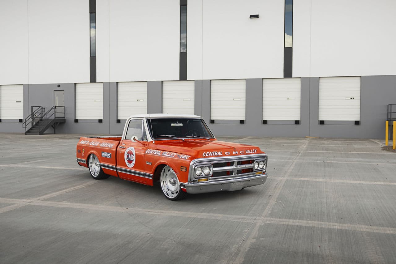 Front view of 1970 GMC C10 with wheels