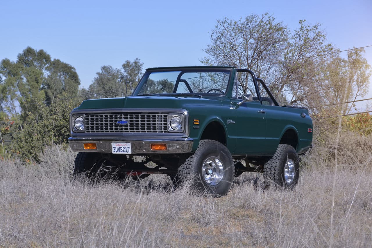 Interior of 1971 Chevrolet Blazer with wheels