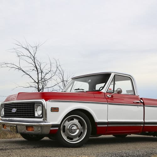 Detail view of 1971 Chevrolet C10 with wheels